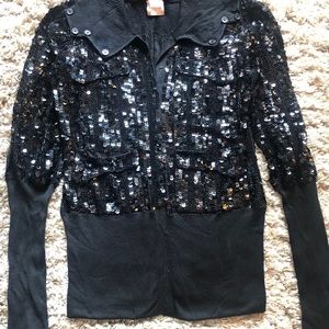 sass & bide Knitted Jacket w/ sequins & beading